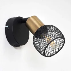 Applique Murale Cairns Vieux Laiton, Noir, 1 Lumiere