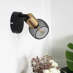 Applique Murale Cairns Vieux Laiton, Noir, 1 Lumiere