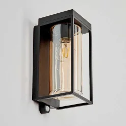 Applique Murale D'Exterieur Palanga Led Noir, 1 Lumiere, Detecteur De Mouvement