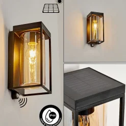 Applique Murale D'Exterieur Palanga Led Noir, 1 Lumiere, Detecteur De Mouvement