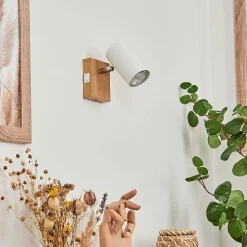 Applique Murale Javel Chrome, Couleur Bois, Ecru, 1 Lumiere