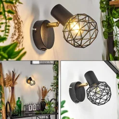 Applique Murale Palmira Or, Noir, 1 Lumiere