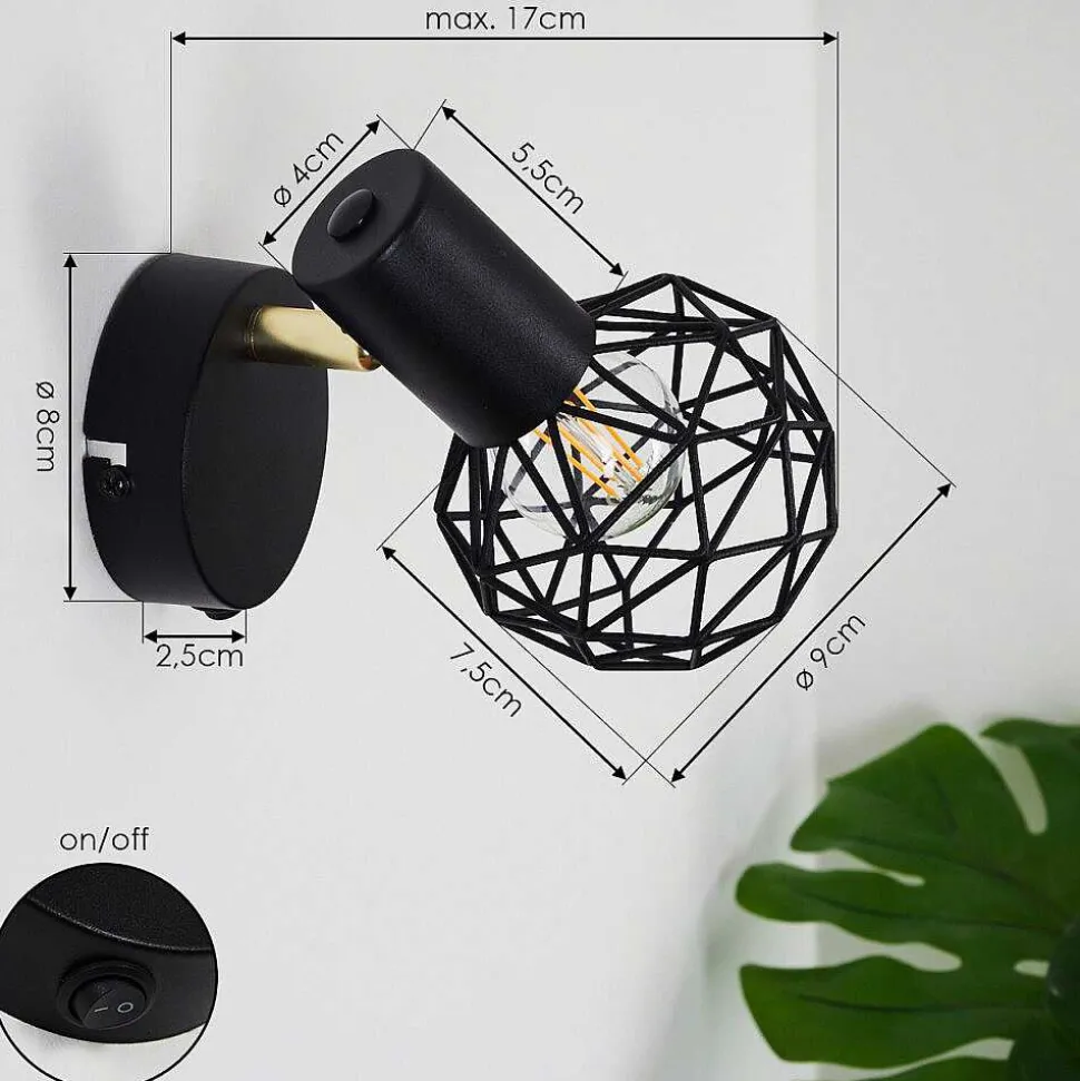 Applique Murale Palmira Or, Noir, 1 Lumiere