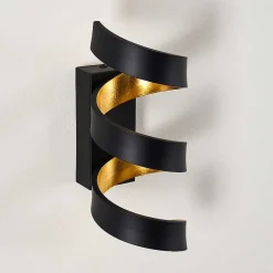 Applique Murale Rezat Led Noir Dore, 1 Lumiere