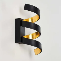 Applique Murale Rezat Led Noir Dore, 1 Lumiere