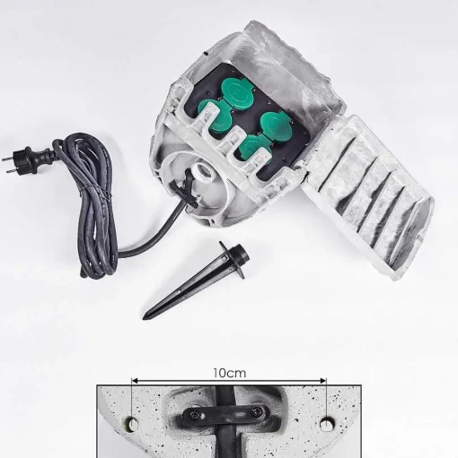 Bloc De Prises Électriques D'Exterieur Tinu Noir, Pierre