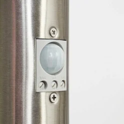 Borne Lumineuse Caserta Nickel Mat, Blanc, 1 Lumiere, Detecteur De Mouvement