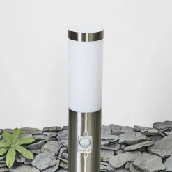 Borne Lumineuse Sessa Nickel Mat, 1 Lumiere, Detecteur De Mouvement