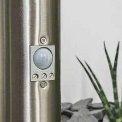 Borne Lumineuse Sessa Nickel Mat, 1 Lumiere, Detecteur De Mouvement