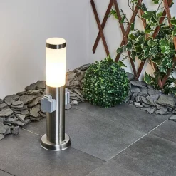 Borne Lumineuse Sessa Nickel Mat, 1 Lumiere