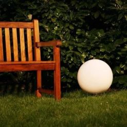 Boule Lumineuse De Jardin 40 Cm Blanc, 1 Lumiere