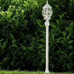 Lampadaire Exterieur Lentua Blanc, 1 Lumiere, Detecteur De Mouvement