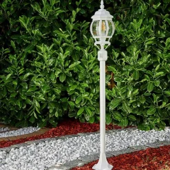 Lampadaire Exterieur Lentua Blanc, 1 Lumiere, Detecteur De Mouvement