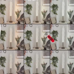 Lampadaire Gamsen Led Nickel Mat, 3 Lumieres, Telecommandes, Changeur De Couleurs