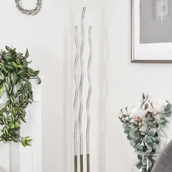 Lampadaire Gamsen Led Nickel Mat, 3 Lumieres, Telecommandes, Changeur De Couleurs