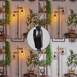 Lampadaire Gondo Ecru, Noir, 2 Lumieres