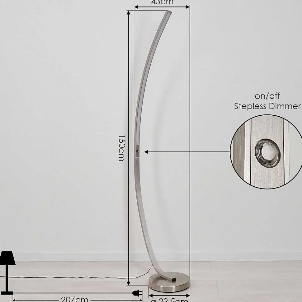 Lampadaire Kimbolton Led Nickel Mat, 1 Lumiere