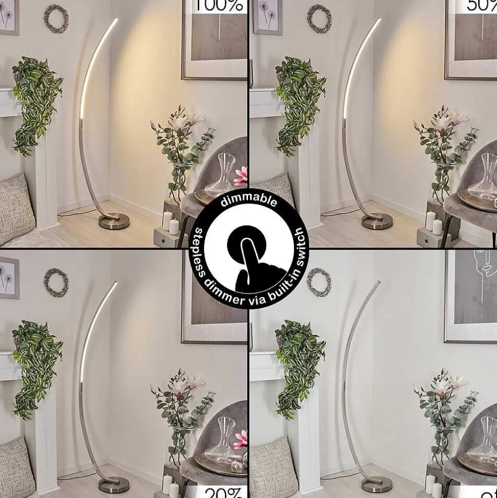 Lampadaire Kimbolton Led Nickel Mat, 1 Lumiere