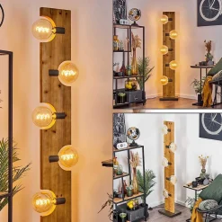 Lampadaire Santorum Argent Oxyde, Ecru, 5 Lumieres