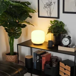 Lampe De Table Loural Led Nickel Mat, 1 Lumiere, Telecommandes, Changeur De Couleurs