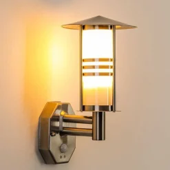 Lampe Murale D'Exterieur Forli Acier Inoxydable, 1 Lumiere, Detecteur De Mouvement