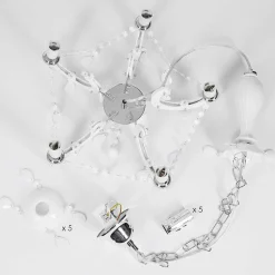 Lustre Malmback Chrome, Blanc, 5 Lumieres