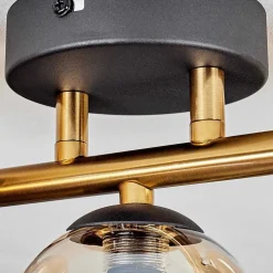 Plafonnier - Verre Chehalis Or, Noir, 3 Lumieres