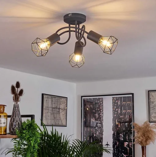 Plafonnier Baripada Gris, 3 Lumieres