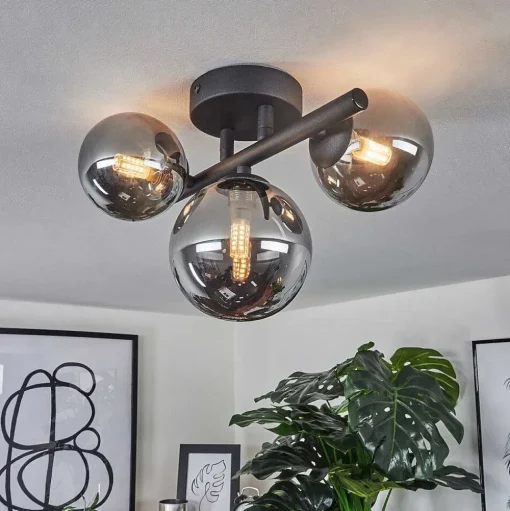Plafonnier Chariton Led Noir, 3 Lumieres