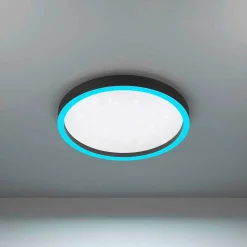 Plafonnier Eglo Montemorelos-Z Led Noir, 1 Lumiere, Changeur De Couleurs