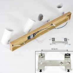 Plafonnier Javel Brun, Chrome, Couleur Bois, 4 Lumieres