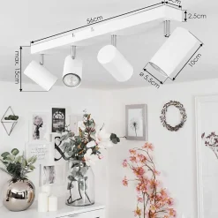 Plafonnier Javel Chrome, Blanc, 4 Lumieres