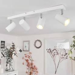 Plafonnier Javel Chrome, Blanc, 4 Lumieres