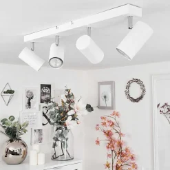 Plafonnier Javel Chrome, Blanc, 4 Lumieres