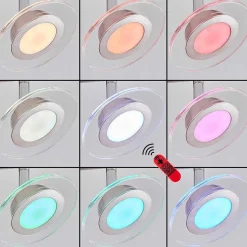 Plafonnier Marsen Led Chrome, Nickel Mat, 4 Lumieres, Telecommandes, Changeur De Couleurs