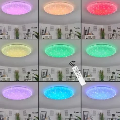 Plafonnier Mixta Led Blanc, 1 Lumiere, Telecommandes, Changeur De Couleurs