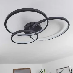 Plafonnier Moemoto Led Anthracite, 1 Lumiere, Telecommandes