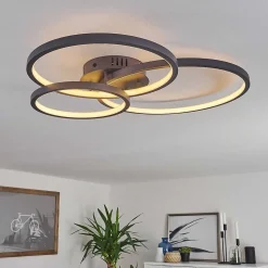 Plafonnier Moemoto Led Anthracite, 1 Lumiere, Telecommandes