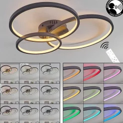 Plafonnier Moemoto Led Anthracite, 1 Lumiere, Telecommandes