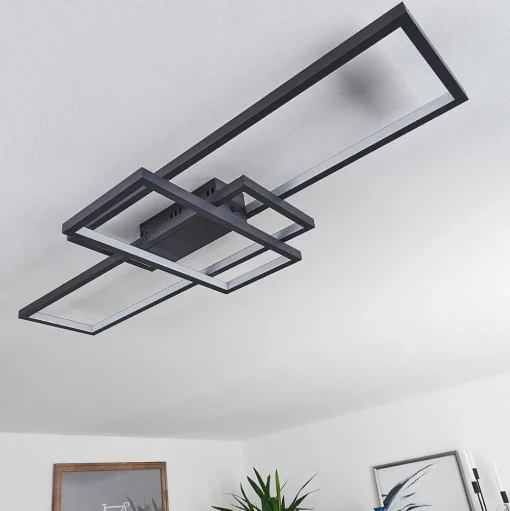 Plafonnier Momahaki Led Anthracite, 1 Lumiere, Telecommandes