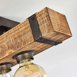 Plafonnier Montgomery Bois Fonce, Noir, 4 Lumieres