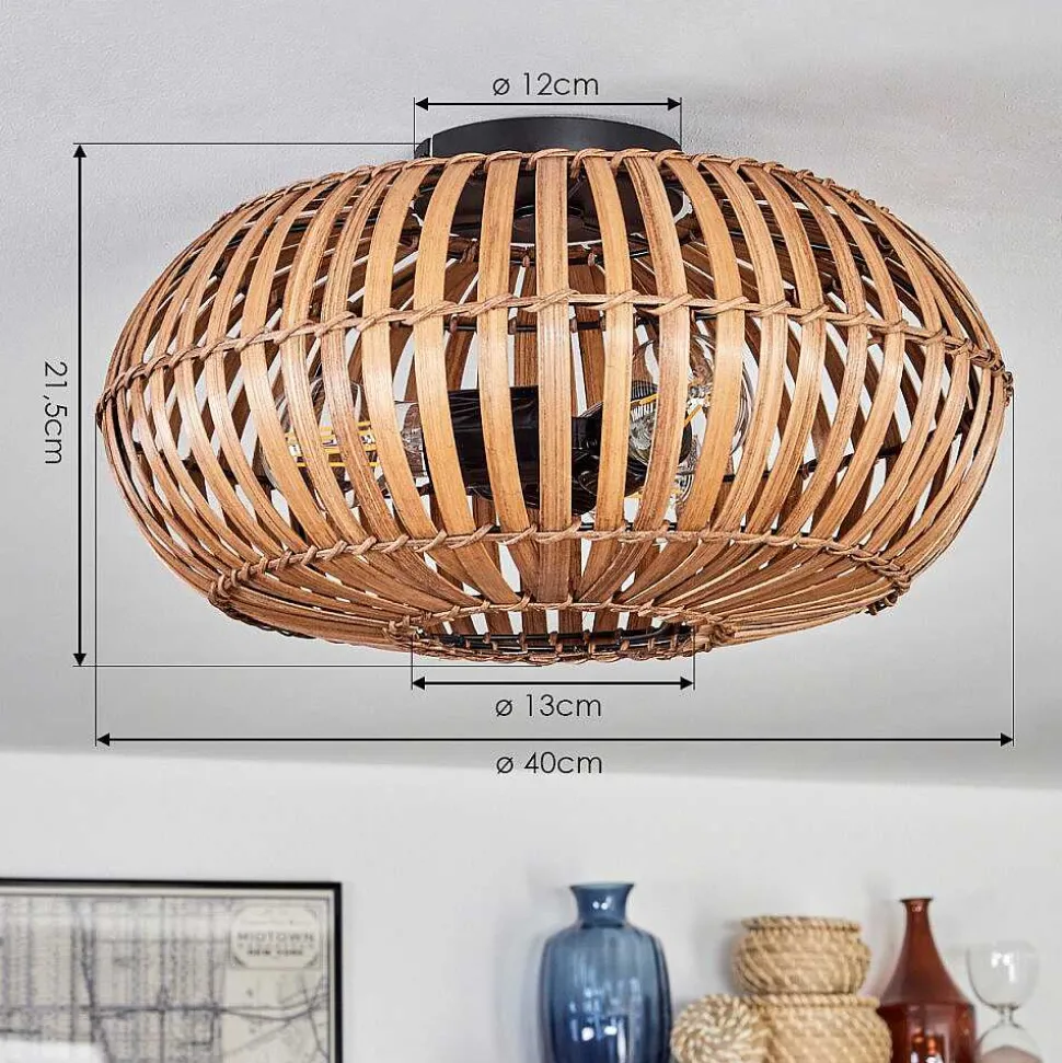 Plafonnier Oravi Brun Fonce, Ecru, Noir, 3 Lumieres