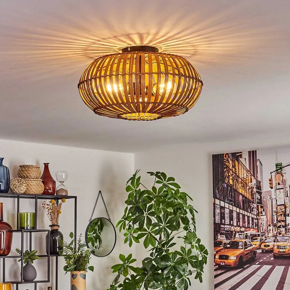 Plafonnier Oravi Brun Fonce, Ecru, Noir, 3 Lumieres