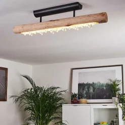 Plafonnier Rodeche Led Bois Clair, Noir, 1 Lumiere