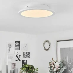 Plafonnier Sani Led Blanc, 1 Lumiere, Telecommandes, Changeur De Couleurs