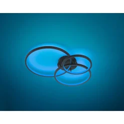 Plafonnier Trio Aaron Led Anthracite, 1 Lumiere, Telecommandes, Changeur De Couleurs
