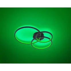 Plafonnier Trio Aaron Led Anthracite, 1 Lumiere, Telecommandes, Changeur De Couleurs