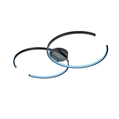 Plafonnier Trio Leuchten Wiz Citizen Led Noir, 2 Lumieres, Telecommandes, Changeur De Couleurs