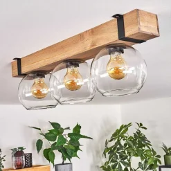 Plafonnier Verre 15Cm Montgomery Ecru, Noir, 3 Lumieres