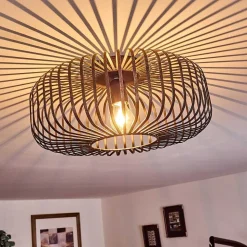 Plafonnier Wemude Noir Dore, 1 Lumiere